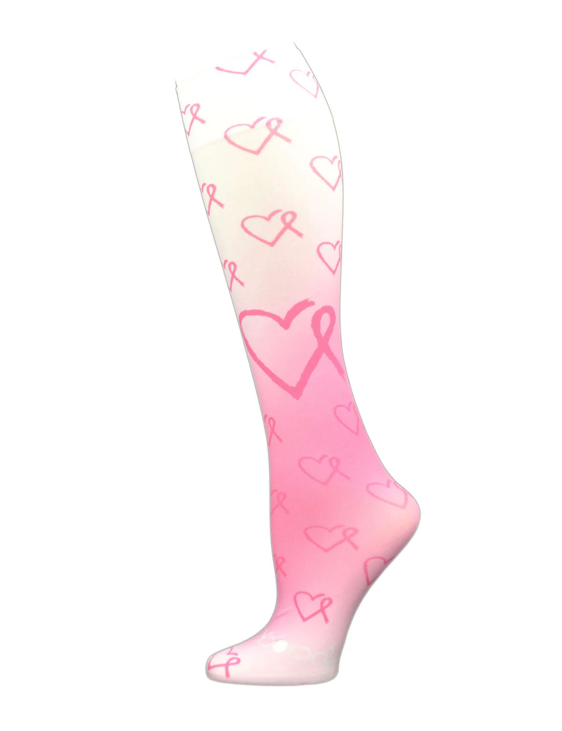 Pink Ribbon Heart Socks